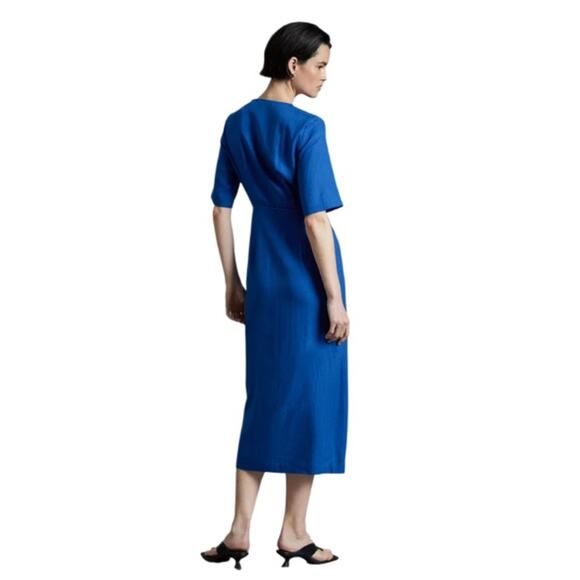 & OTHER STORIES Midi Wrap Dress Blue Size 10 - Picture 8 of 10